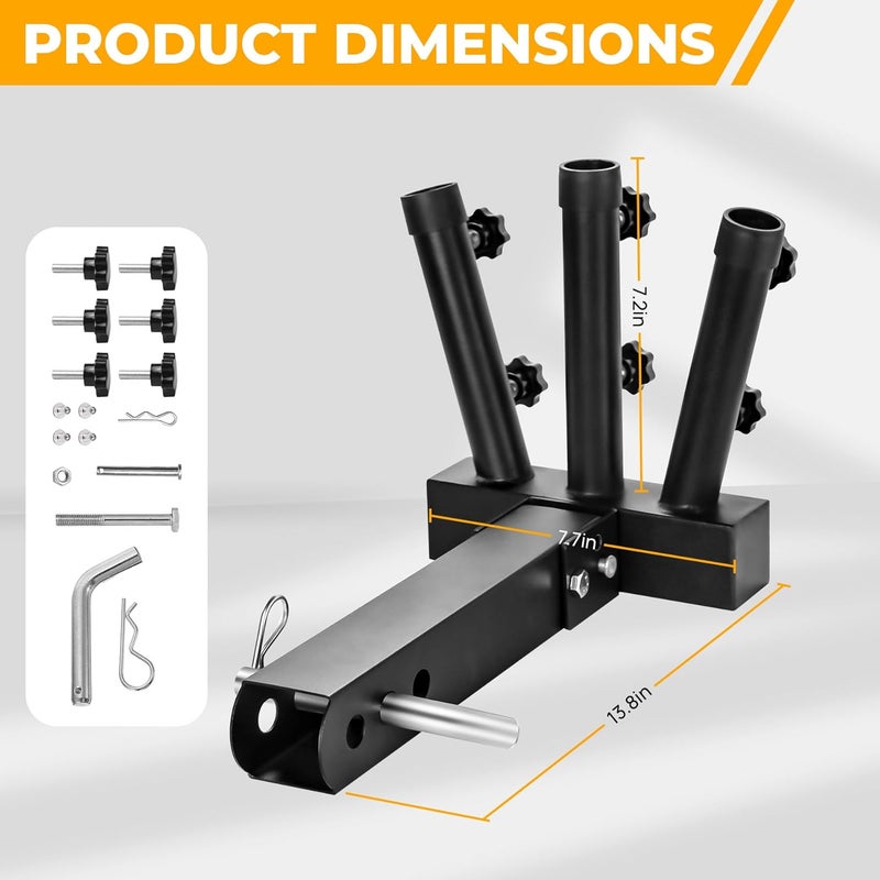 Sidasu Heavy Duty Three Hitch Flag Holder, Trailer Hitch Flag Pole Holder, Fits 2" Trailer Receivers, Universal Hitch Flag Pole Holder Kit with Cars, Trucks, SUV, Pickups, Campers & Trailers - Image 2